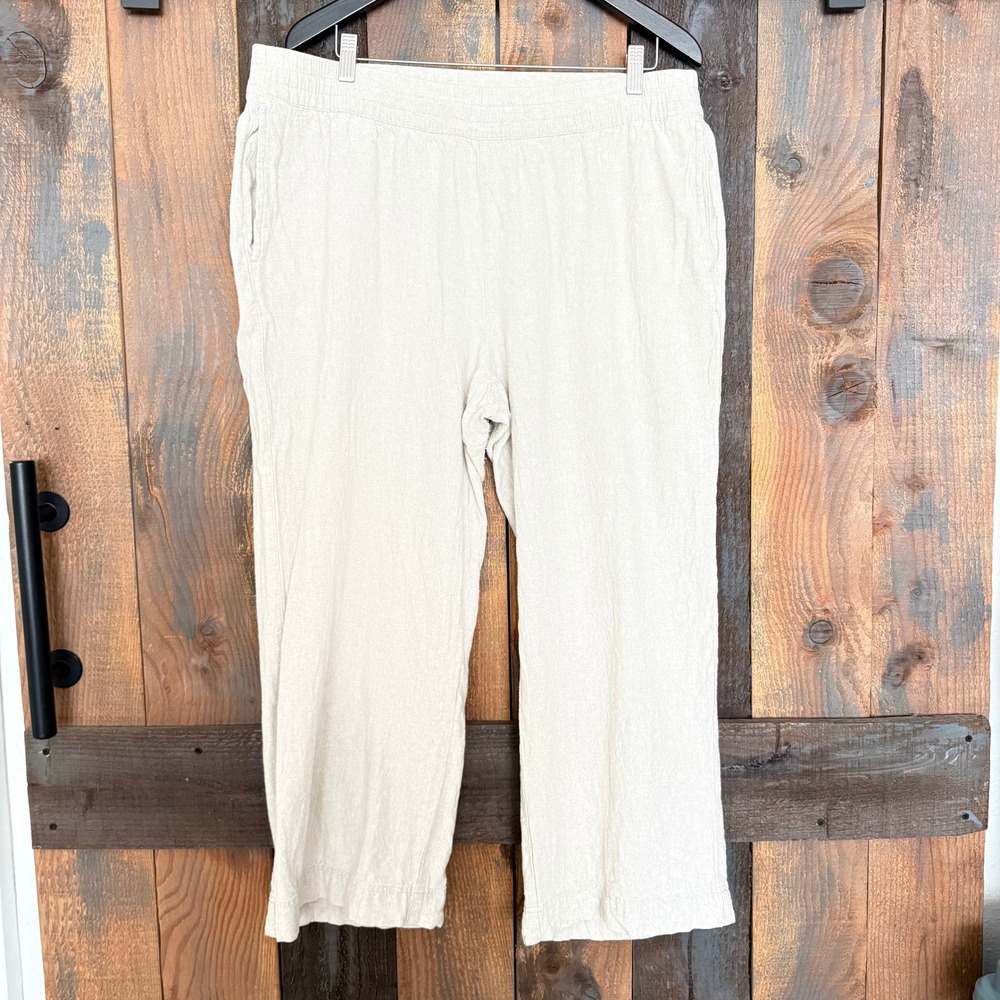 Old Navy High Rise Wide Leg Linen Blend Pants Khaki XL
